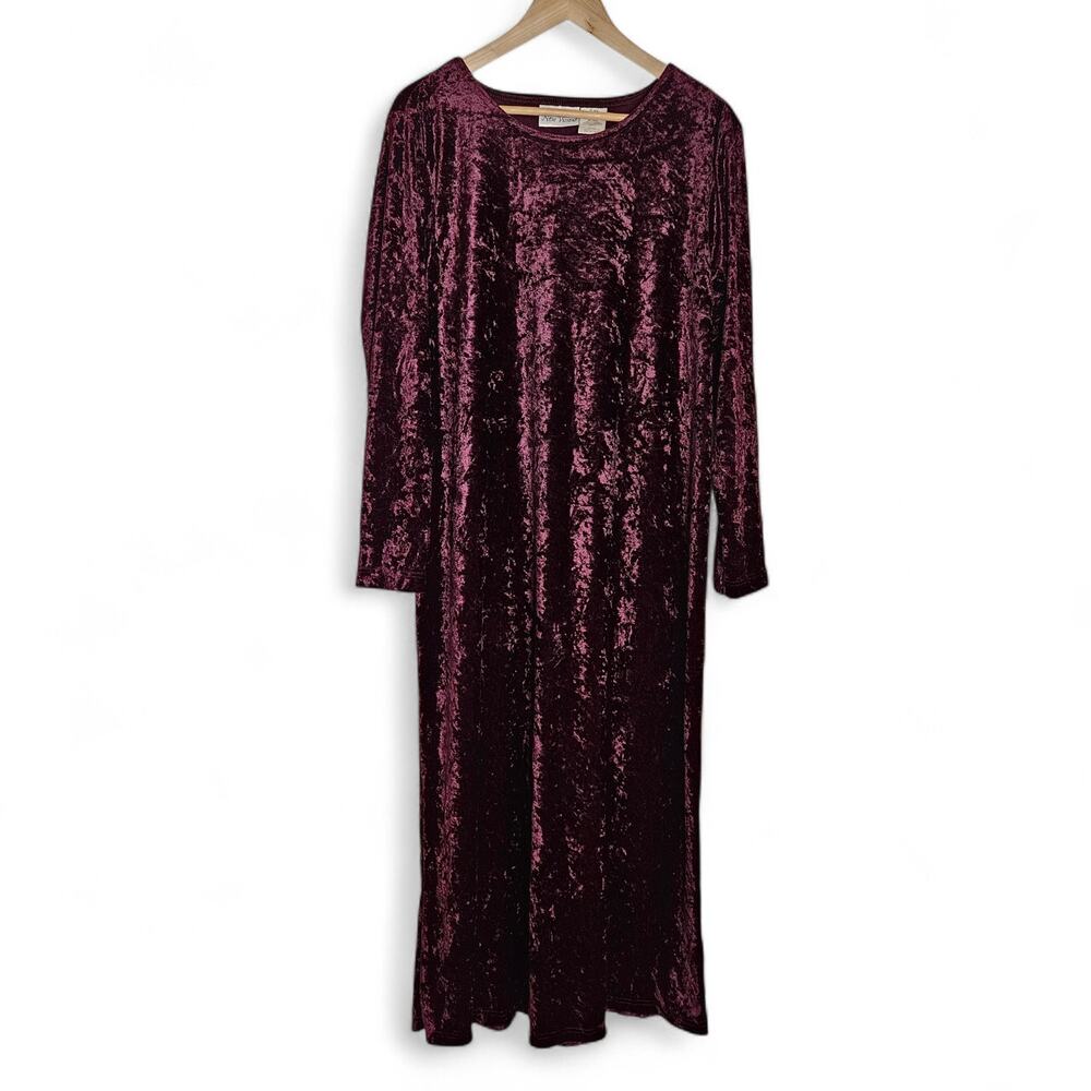 New Visions Womens VTG Purple Crushed Velvet Maxi Dress Sz XL Goth Witchy Gypsy
